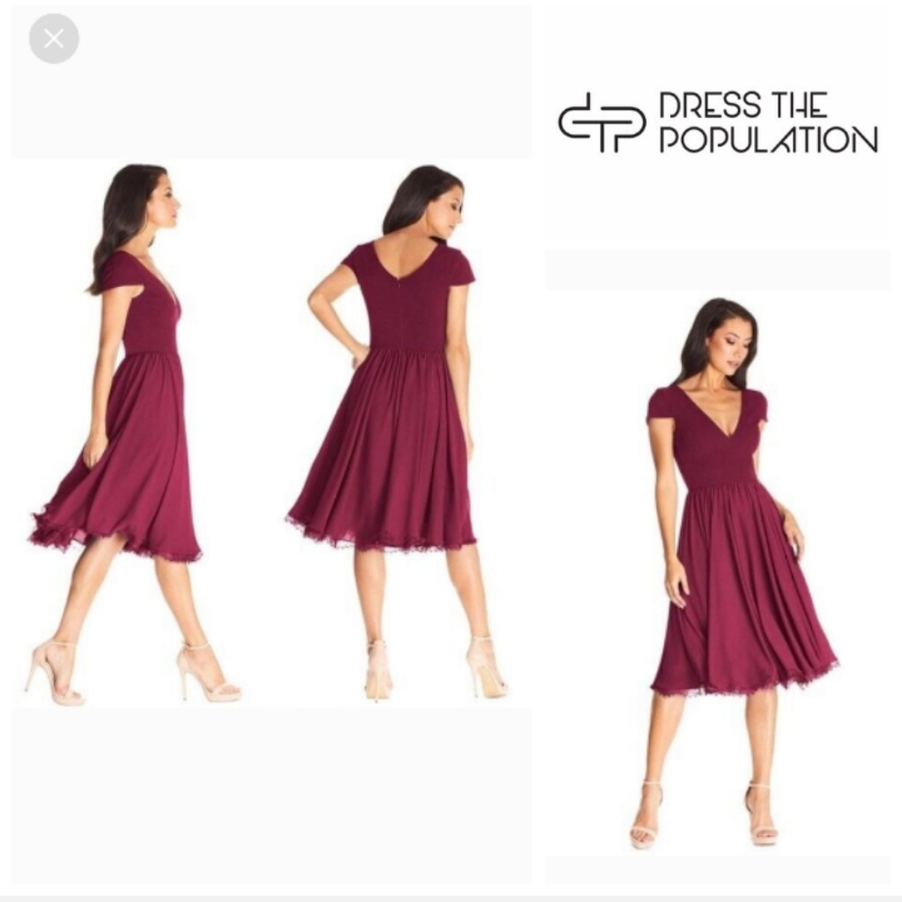 Dress the Population Dark Magenta Corey Dress. Size M - Picture 8 of 16